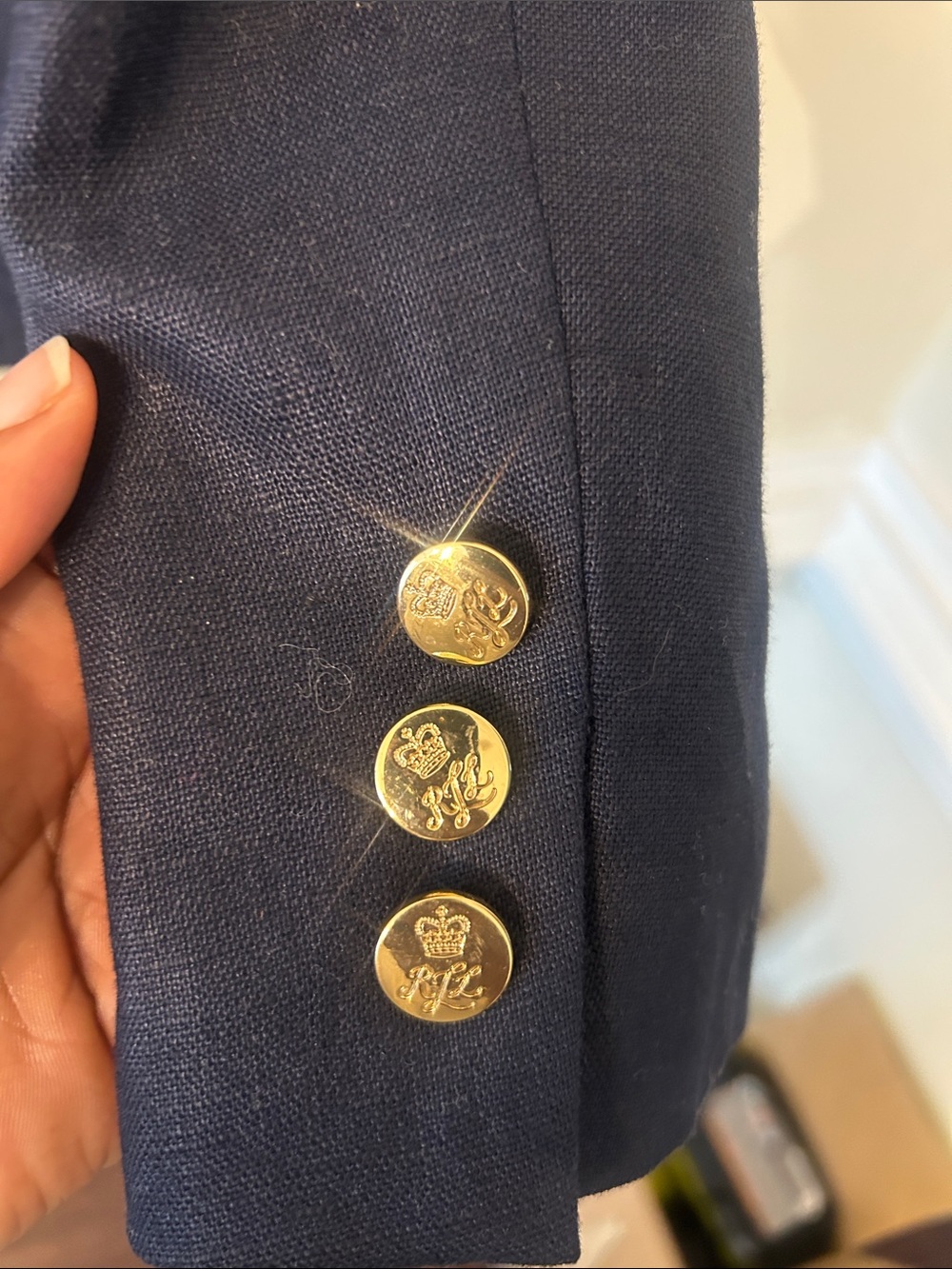 Ralph Lauren Classic Equestrian 100% Linen Detailed Blazer Size L - Picture 4 of 5